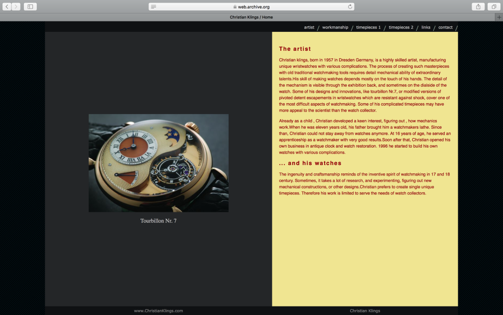 Christian Klings Website Before
