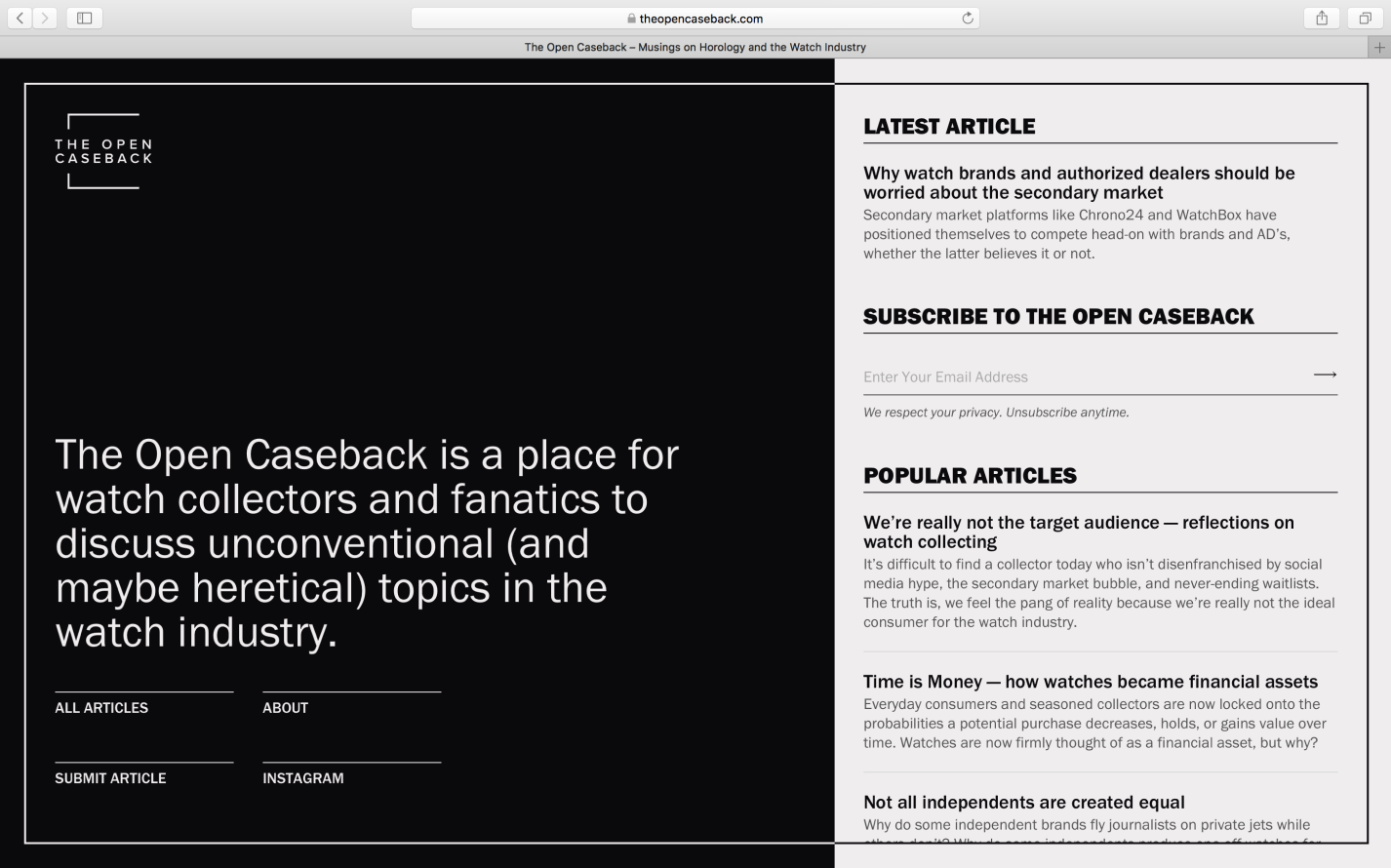 The Open Caseback Website After